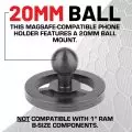 Close-up of a 20mm ball mount of a MagSafe-compatible magnetic phone holder, not suitable for 1" RAM B-Size