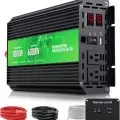 Power inverter with 3000W continuous and 6000W peak power,   featuring dual AC outlets and USB port