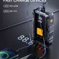 UBP1 Portable Power Station with LCD Display showing 88.9Wh,   charging a smartphone and another device using PD 45W and QC 3.0 features
