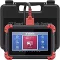 XTOOL D7 device connected with red cable displaying options on screen
