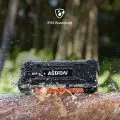 AstroAI rugged device being tested with water splash,   showcasing IP65 waterproof rating