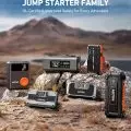 AstroAI portable jump starters displayed in a rugged mountainous setting, showcasing UL-certified emergency power devices