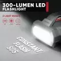 300-lumen LED flashlight featuring SOS, Flash, and Constant light modes