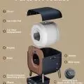 Detailed diagram of an advanced cat litter box showing all components including cover,   litter pot,   display,   and waste compartment