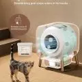 Pet air cleaner device with deodorizing pod and cat,   showcasing air purification and odor neutralization features