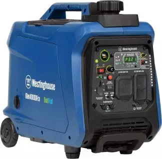 Westinghouse Dual Fuel Portable Generator iGen4000DFcv with LED display, multiple outlets, and wheels for mobility