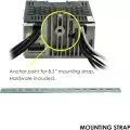 Electronic device with cables connected,   featuring an 8.5-inch mounting strap anchor point and included hardware illustration
