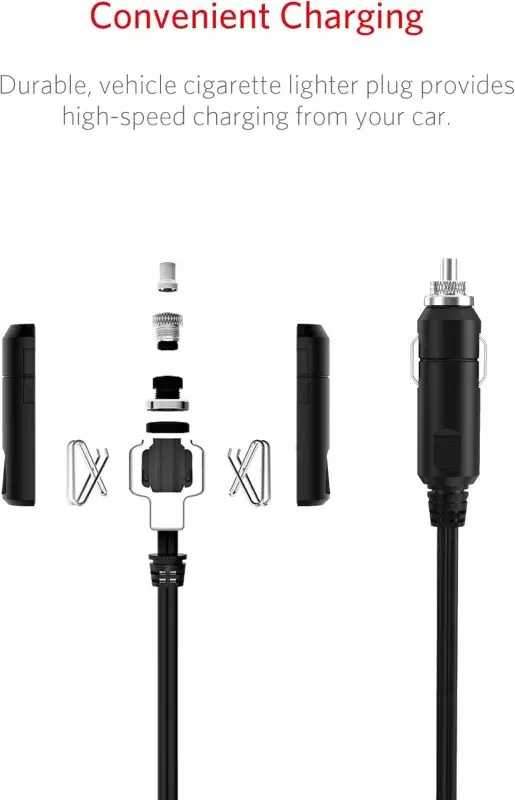 High-Speed Car Charger Cigarette Lighter Plug – Exploded View of Components Exploded view of vehicle cigarette lighter plug showcasing its components for high-speed charging
