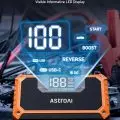 AstroAI jump starter with LED display showing start,   boost,   USB,   USB-C,   and DC outputs