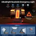 UltraBright Roadside Emergency Light featuring red warning lights,   desk lamp modes,   strobe,   SOS,   and red warning triangle