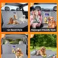 Multi-functional pet cover used as car seat protector,   cargo liner,   and picnic blanket with dogs and family