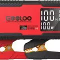 GOOLOO GT4000S Jump Starter Power Bank featuring 100W super charge capability, digital display, and attached jumper cables