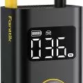 Portable tire inflator with digital PSI display and control buttons for car and bicycle tire inflation