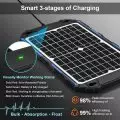 Solar charging device with Smart 3-stages of Charging,   LED indicators,   and high efficiency ratings.